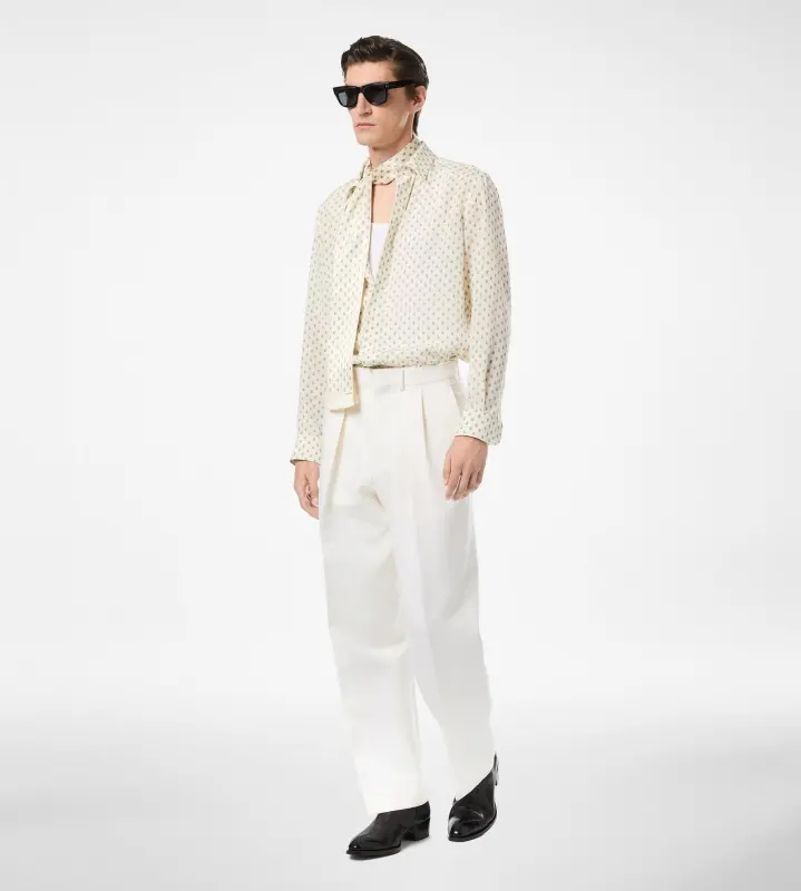 CREPE DE CHINE PAISLEY PRINT FLUID FIT SHIRT WHITE & BLUE online